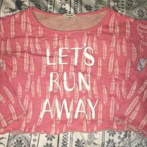 Bethany Mota “Let’s Run Away” Cropped Sweater